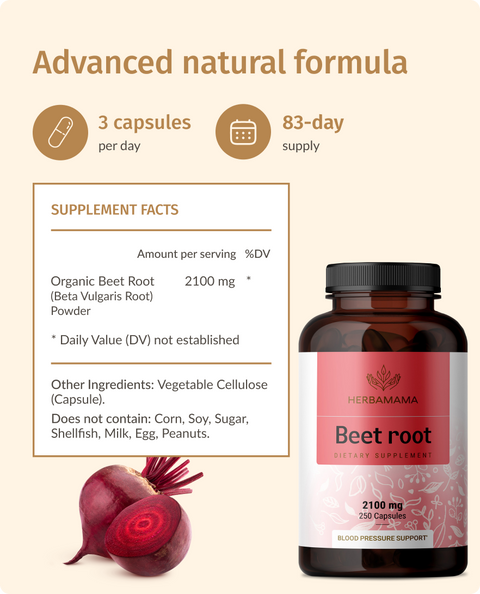 Beet Root Supplement 250 Capsules Herbamama