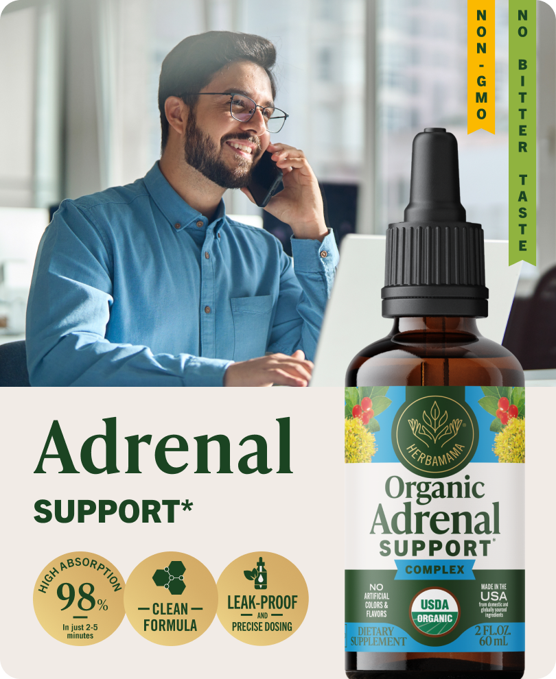 USDA Organic Adrenal Support Complex Drops - 2 Fl. Oz. Bottle