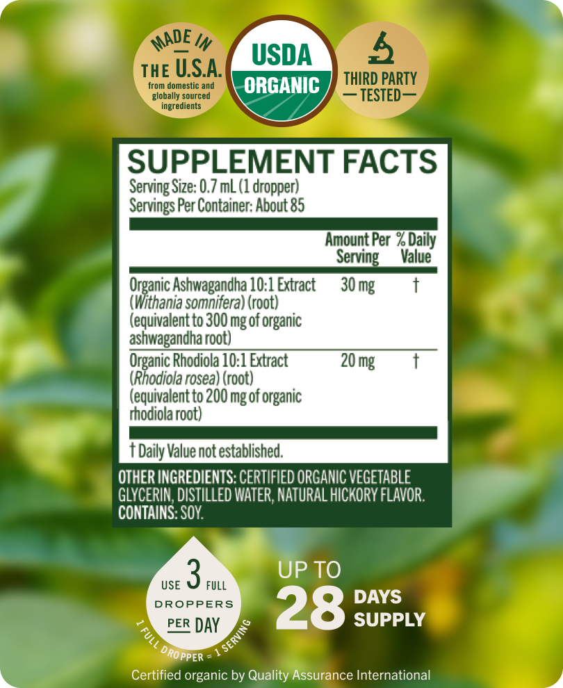 USDA Organic Adrenal Support Complex Drops - 2 Fl. Oz. Bottle