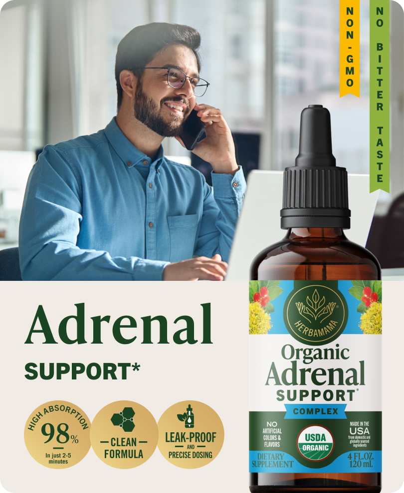 USDA Organic Adrenal Support Complex Drops - 4 Fl. Oz. Bottle