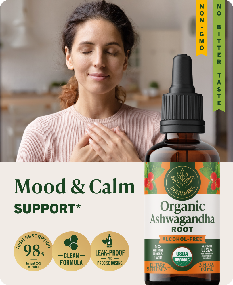 USDA Organic Ashwagandha Root Drops - 2 Fl. Oz. Bottle
