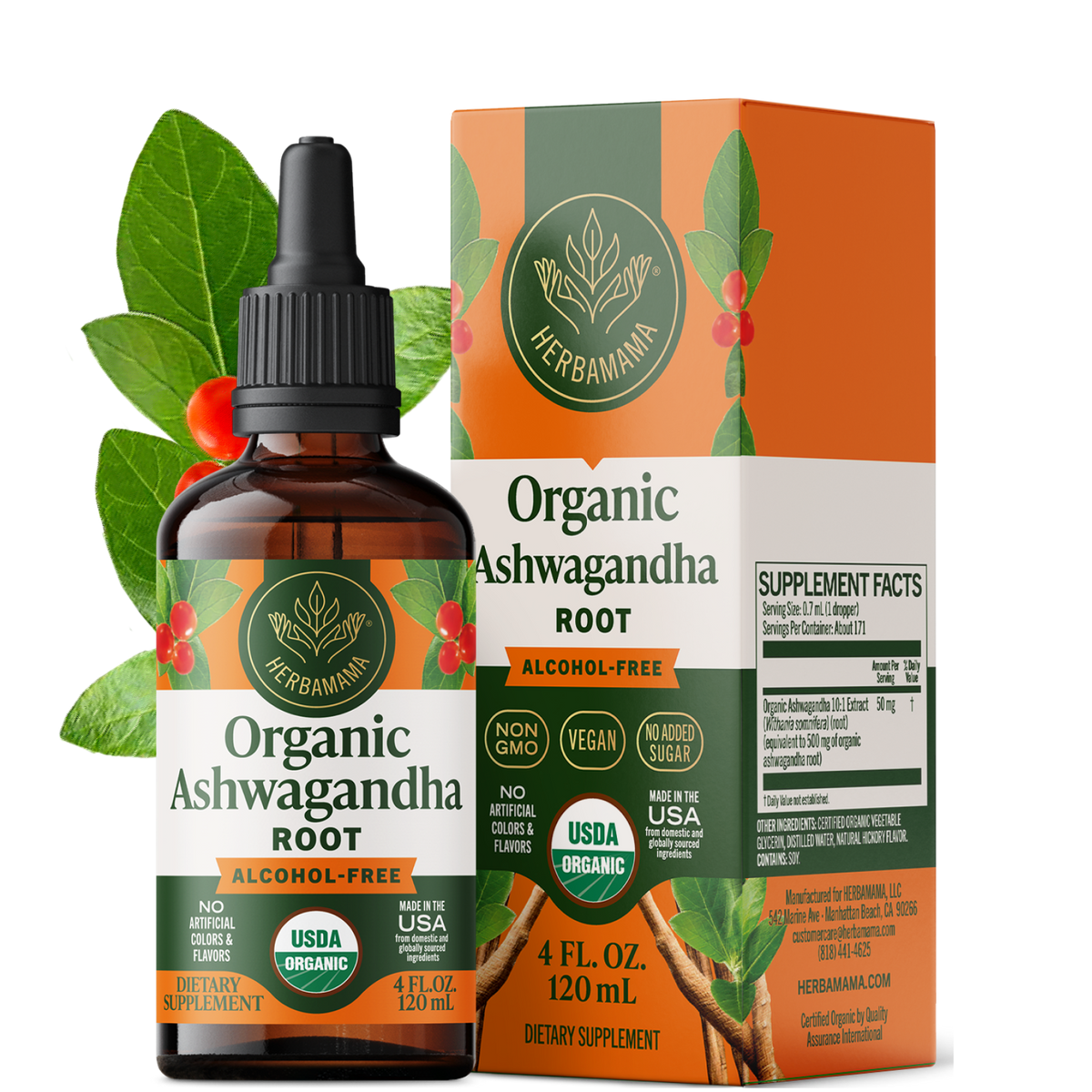 Organic Ashwagandha Root Drops - 4 Fl. Oz. Bottle