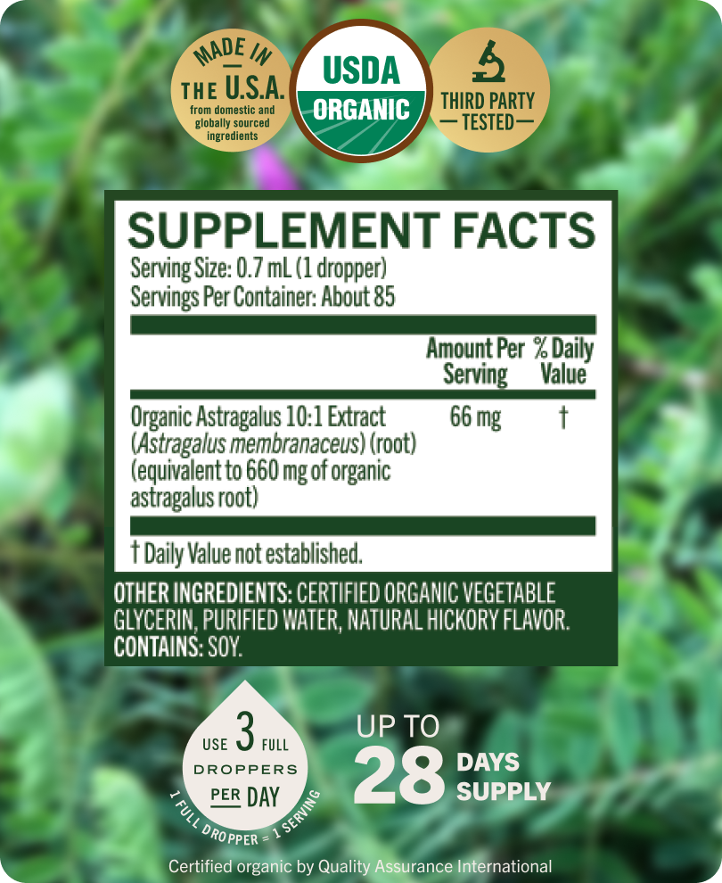 USDA Organic Astragalus Root Drops - 2 Fl. Oz. Bottle