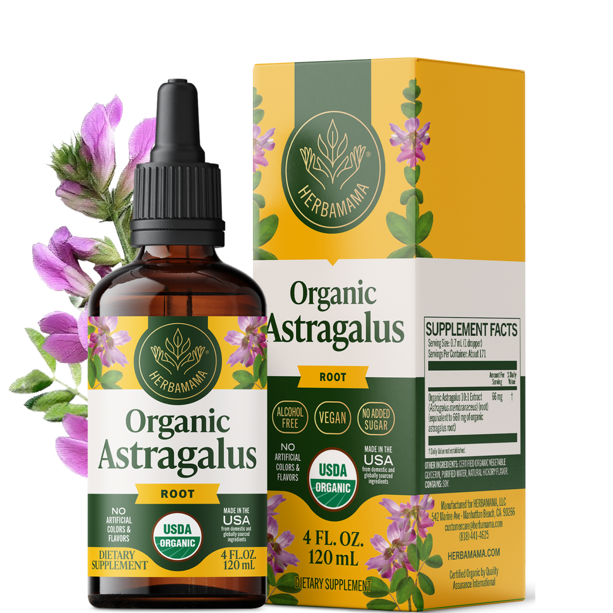 USDA Organic Astragalus Root Drops - 4 Fl. Oz. Bottle
