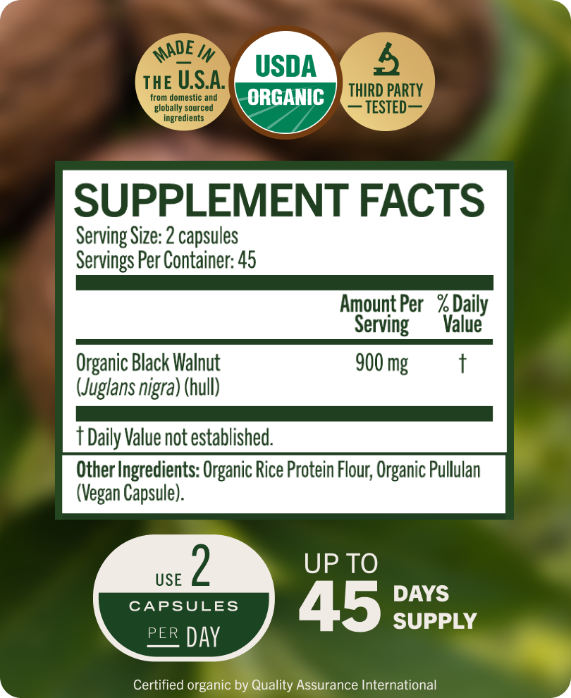 USDA Organic Black Walnut Capsules - 90 CT