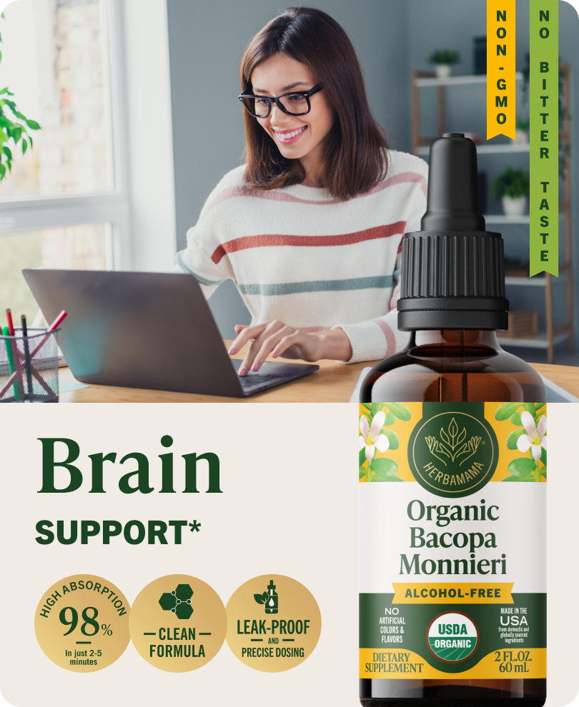 USDA Organic Bacopa Monnieri Drops - 2 Fl. Oz. Bottle