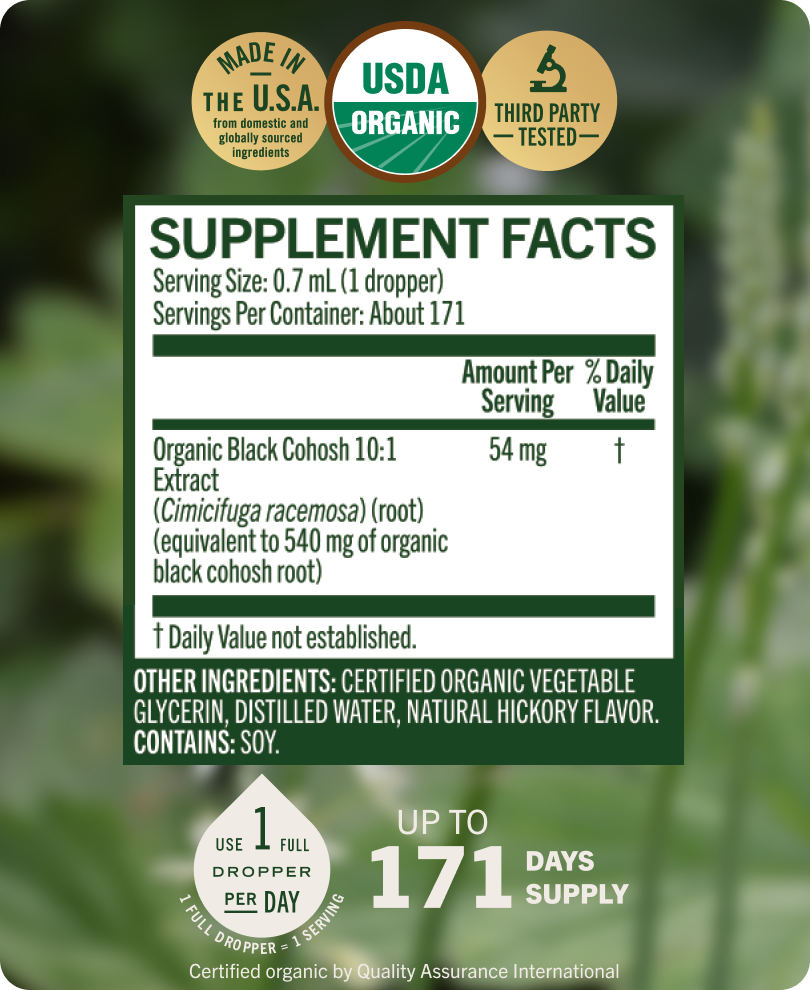 USDA Organic Black Cohosh Drops - 4 Fl. Oz. Bottle