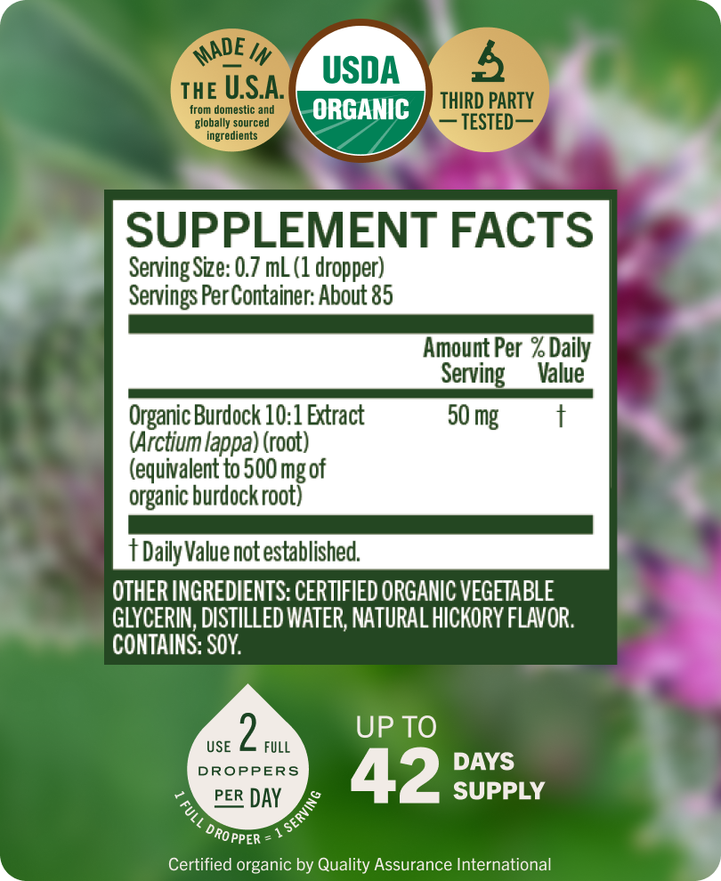 USDA Organic Burdock Root Drops - 2 Fl. Oz. Bottle