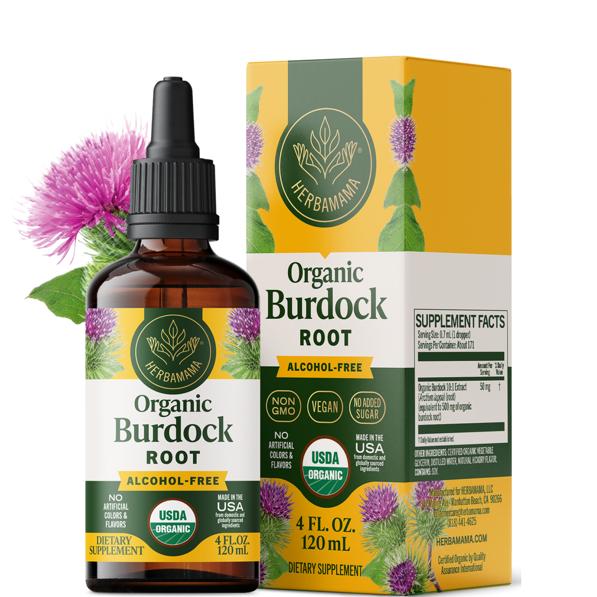 USDA Organic Burdock Root Drops - 4 Fl. Oz. Bottle