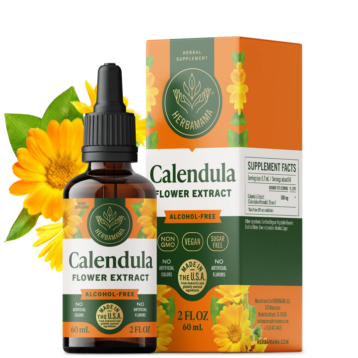 Calendula Flower Extract Drops - 2 Fl. Oz. Bottle