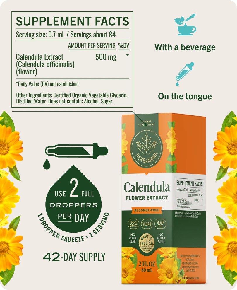 Calendula Flower Extract Drops - 2 Fl. Oz. Bottle