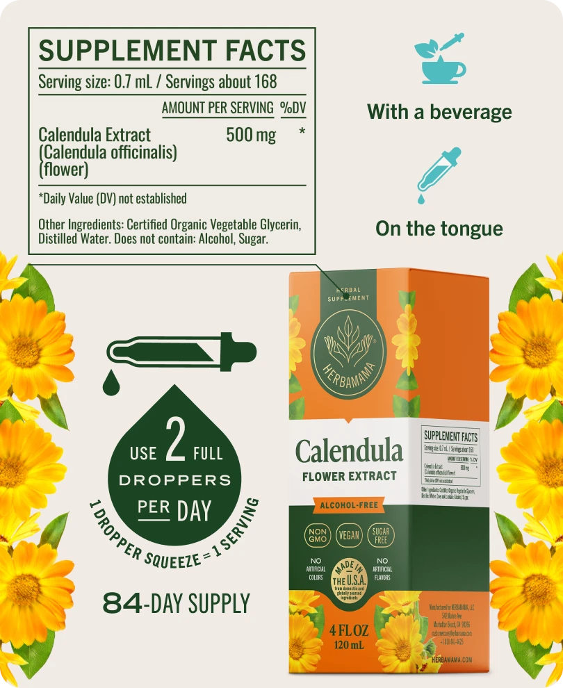 Calendula Flower Extract Drops - 4 Fl. Oz. Bottle