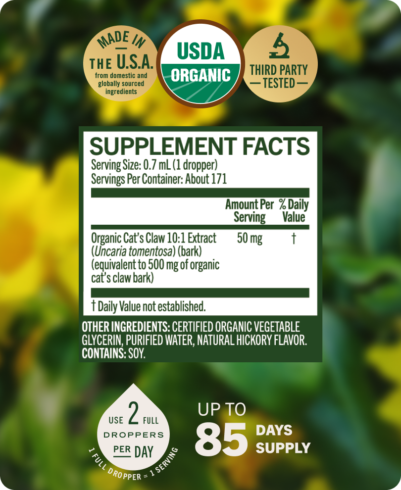 Organic Cat’s Claw Drops - 4 Fl. Oz. Bottle