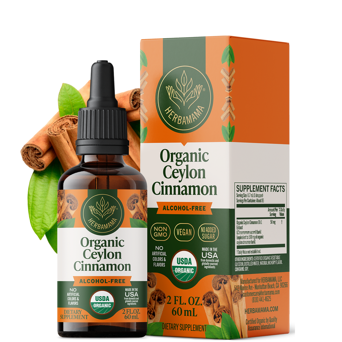 USDA Organic Ceylon Cinnamon Drops - 2 Fl. Oz. Bottle