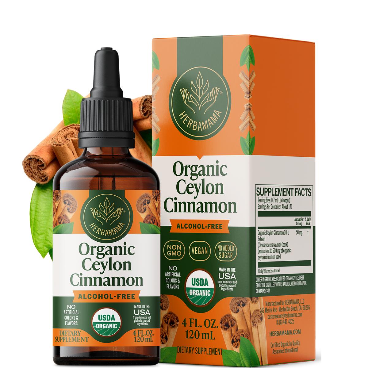 USDA Organic Ceylon Cinnamon Drops - 4 Fl. Oz. Bottle