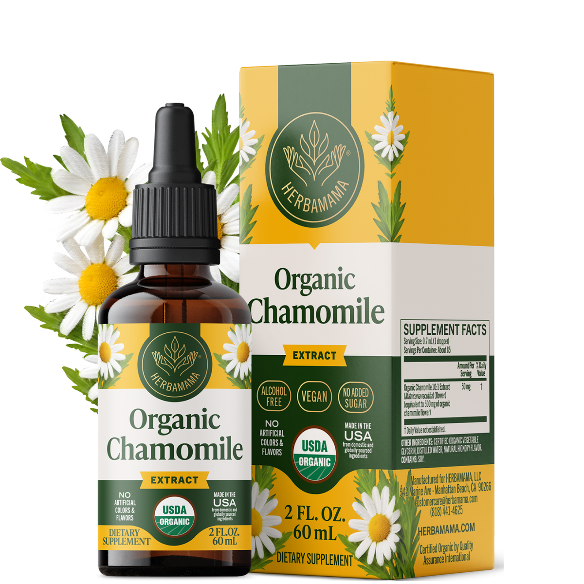 USDA Organic Chamomile Drops - 2 Fl. Oz. Bottle