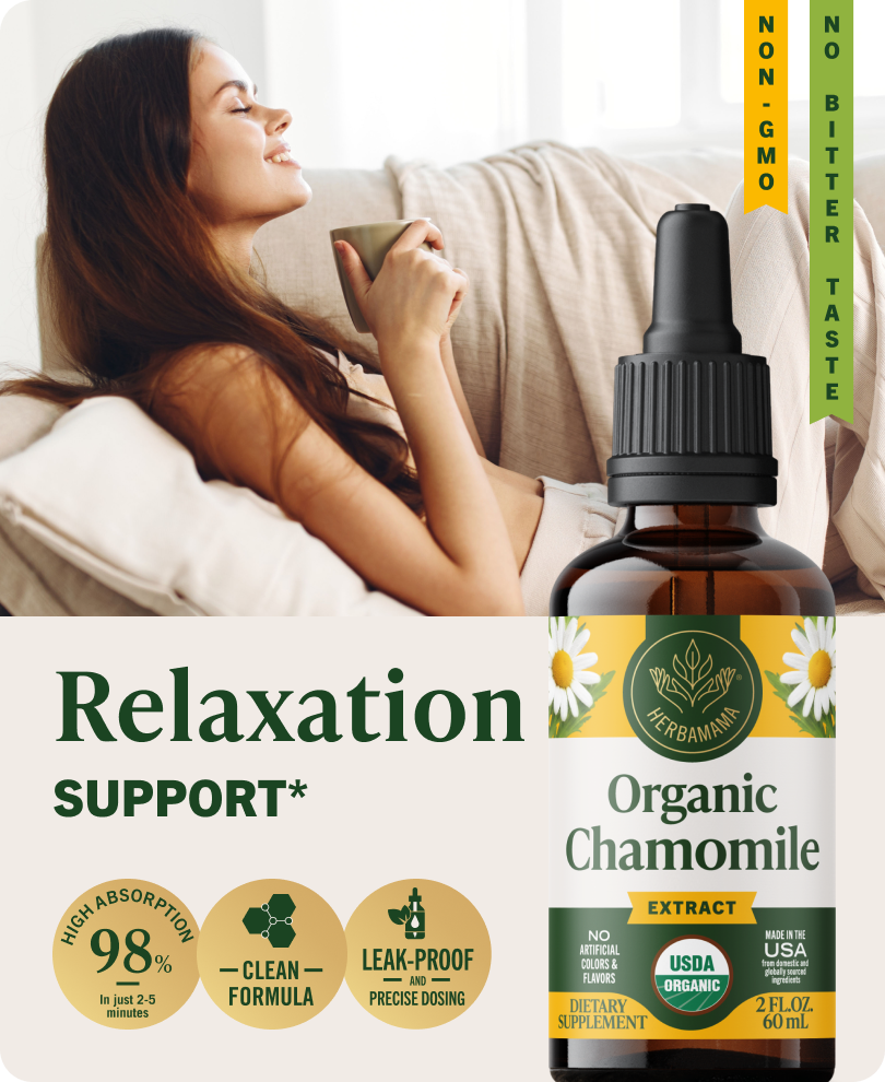 USDA Organic Chamomile Drops - 2 Fl. Oz. Bottle