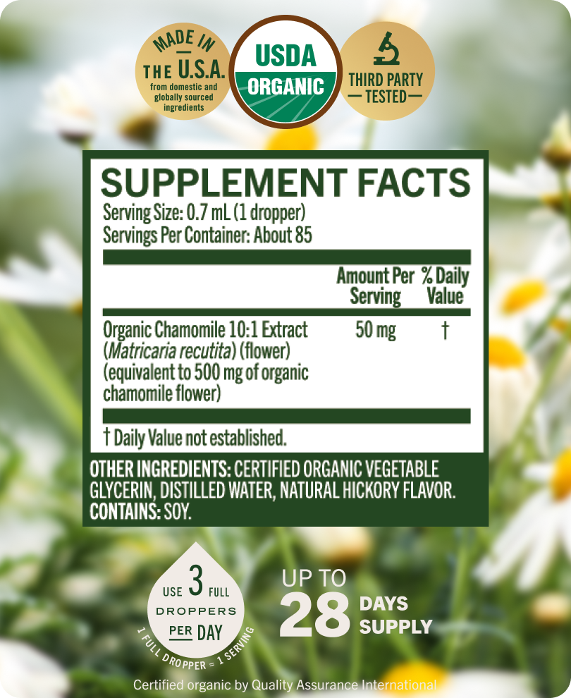 USDA Organic Chamomile Drops - 2 Fl. Oz. Bottle