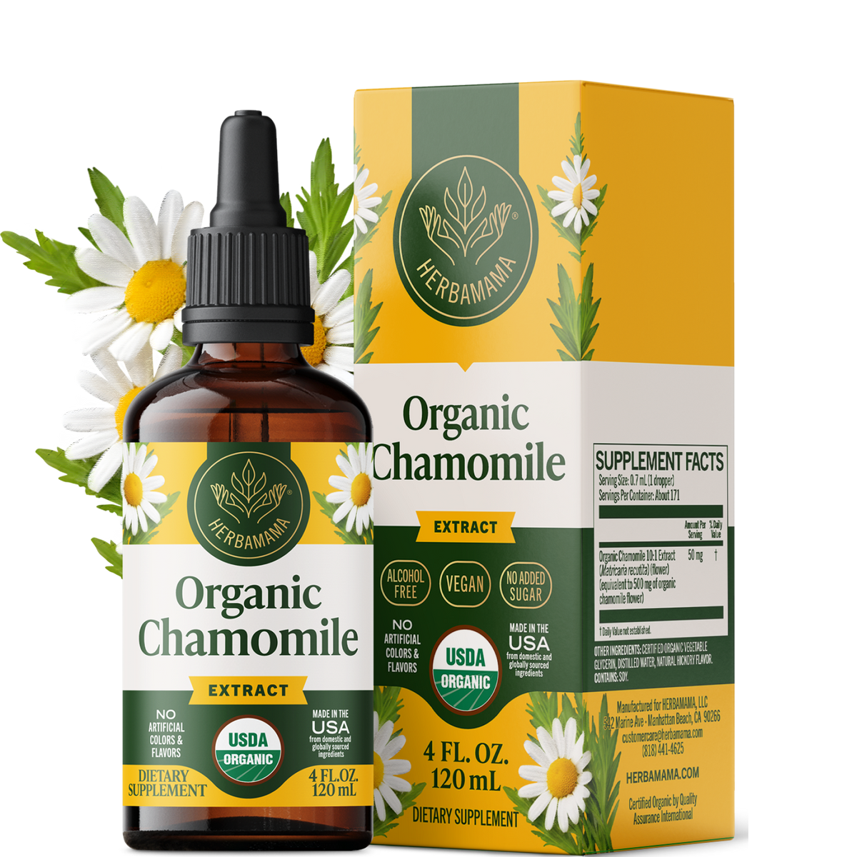 USDA Organic Chamomile Drops - 4 Fl. Oz. Bottle
