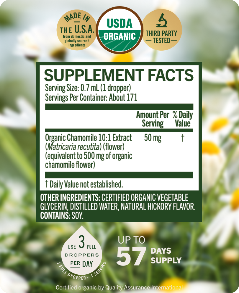 USDA Organic Chamomile Drops - 4 Fl. Oz. Bottle