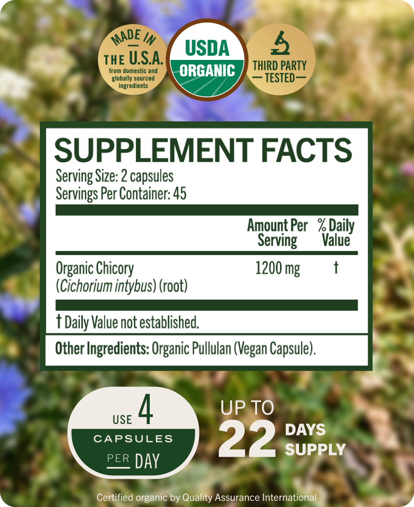 USDA Organic Chicory Root Capsules - 90 CT