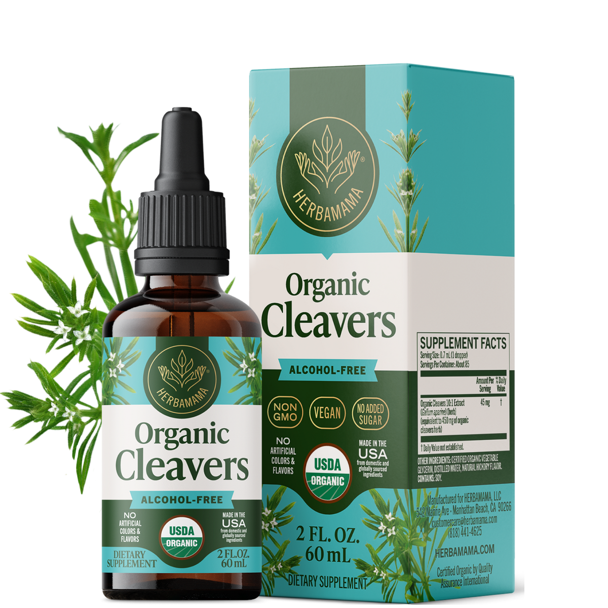 USDA Organic Cleavers Drops - 2 Fl. Oz. Bottle