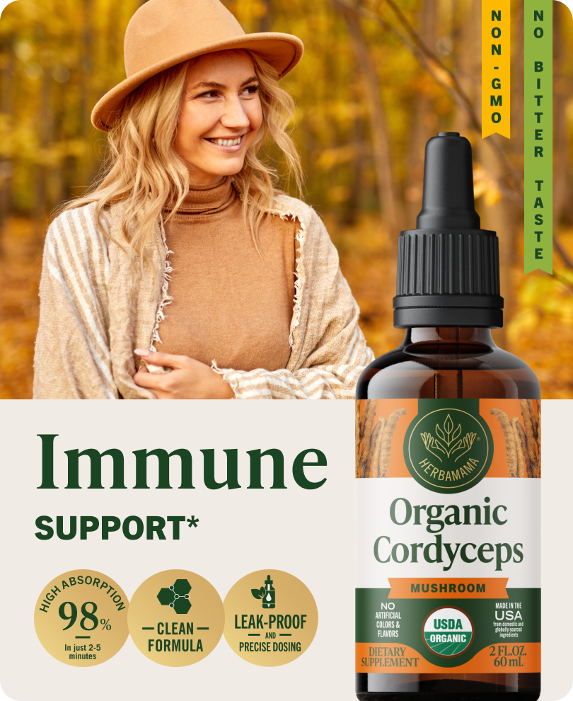 USDA Organic Cordyceps Mushroom Drops - 2 Fl. Oz. Bottle