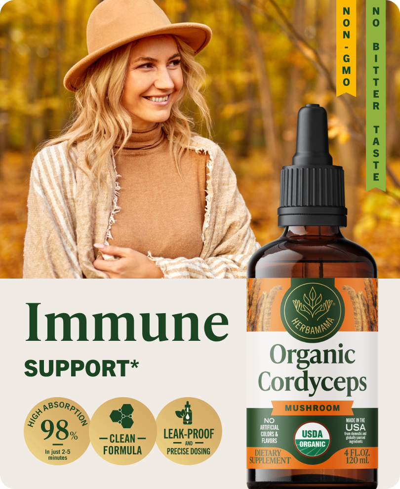 USDA Organic Cordyceps Mushroom Drops - 4 Fl. Oz. Bottle