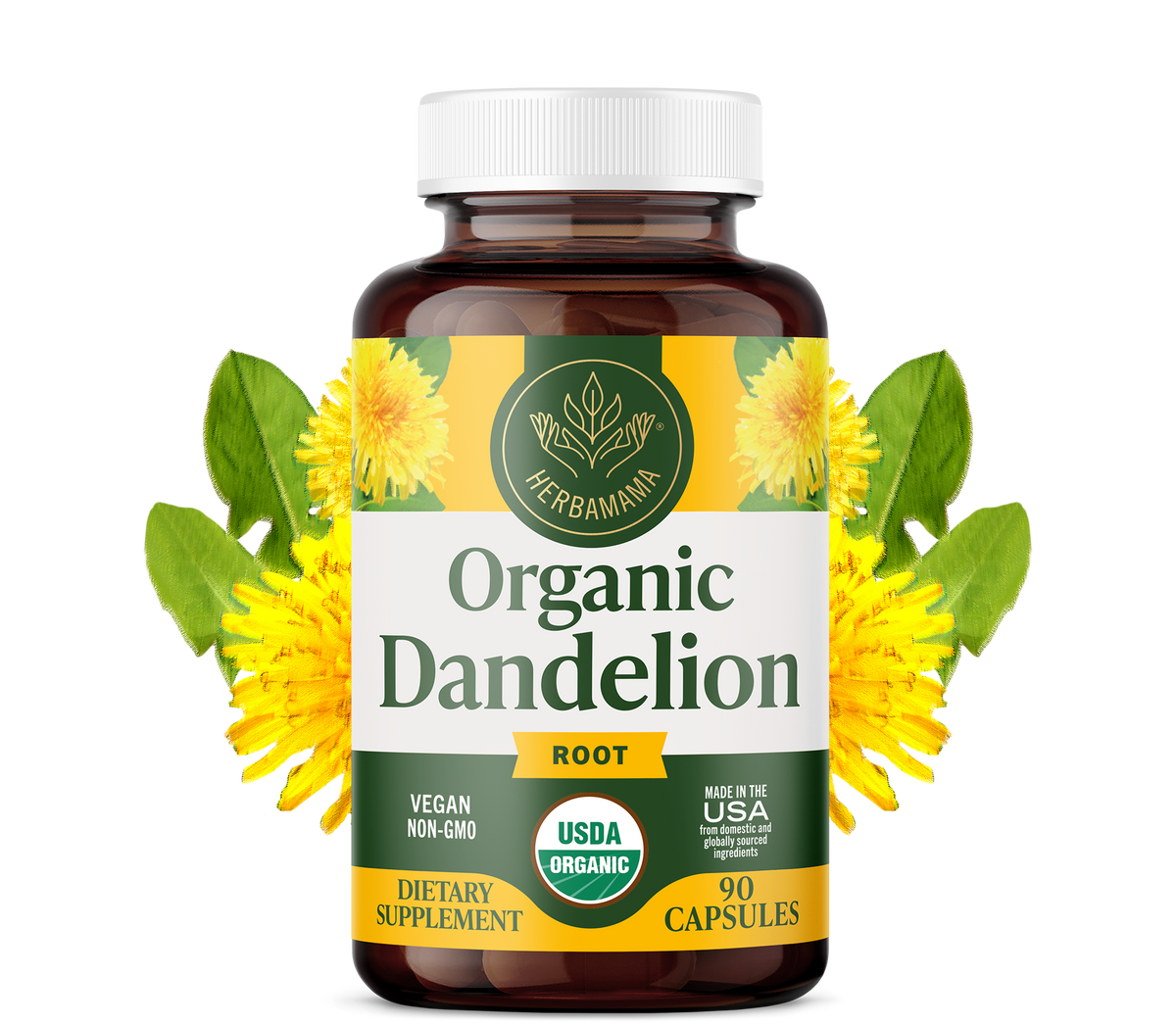 USDA Organic Dandelion Root Capsules - 90 CT