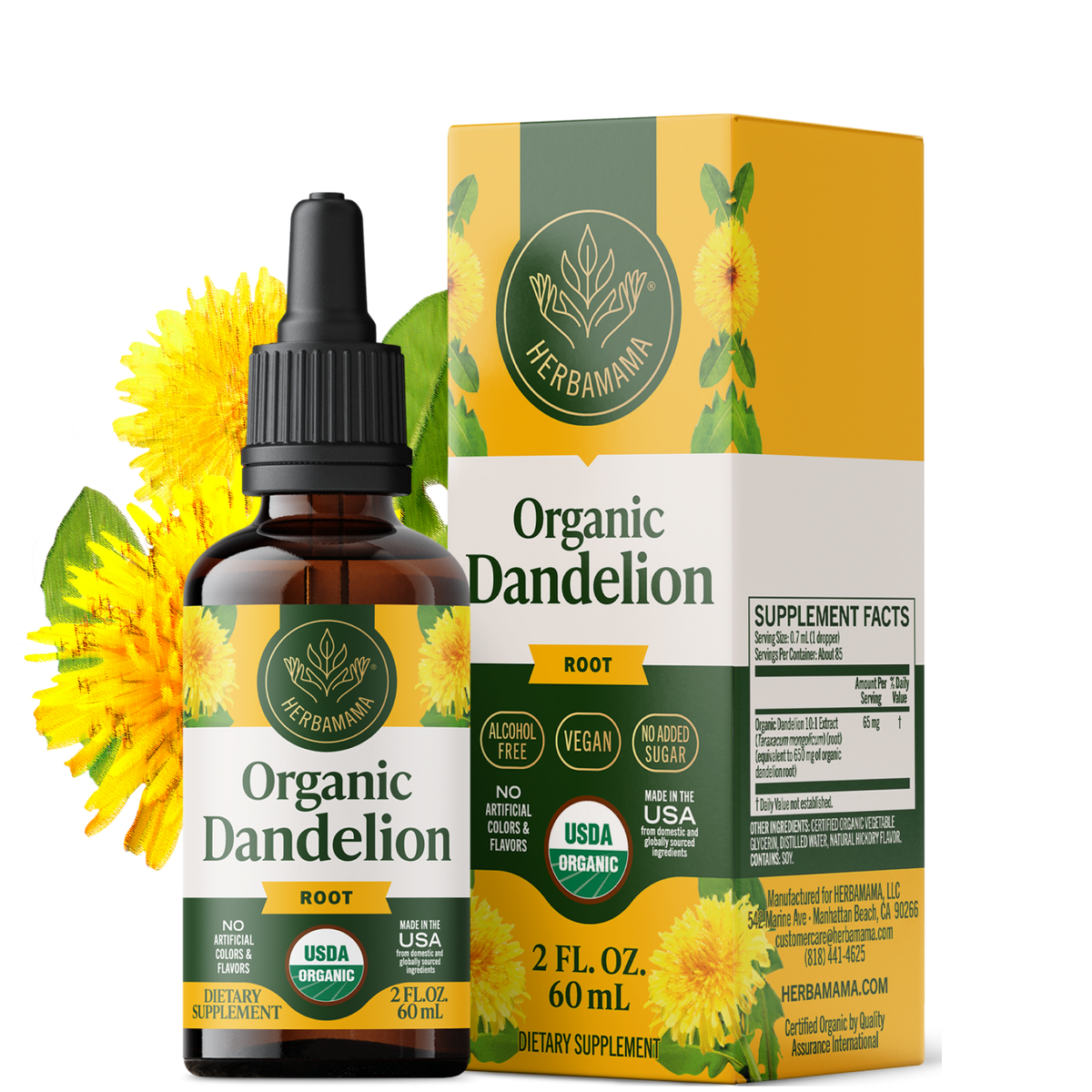 USDA Organic Dandelion Root Drops - 2 Fl. Oz. Bottle