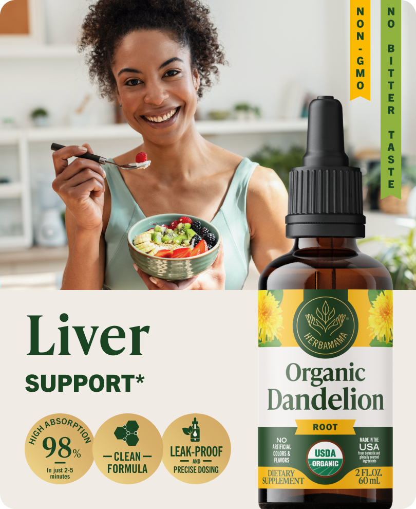 USDA Organic Dandelion Root Drops - 2 Fl. Oz. Bottle