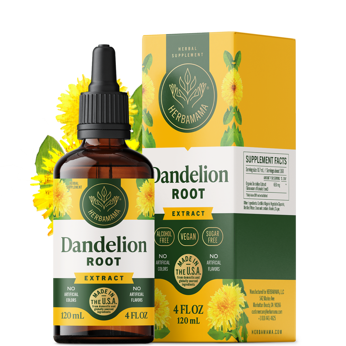 Dandelion Root Drops 4 Fl. Oz. Bottle Herbamama