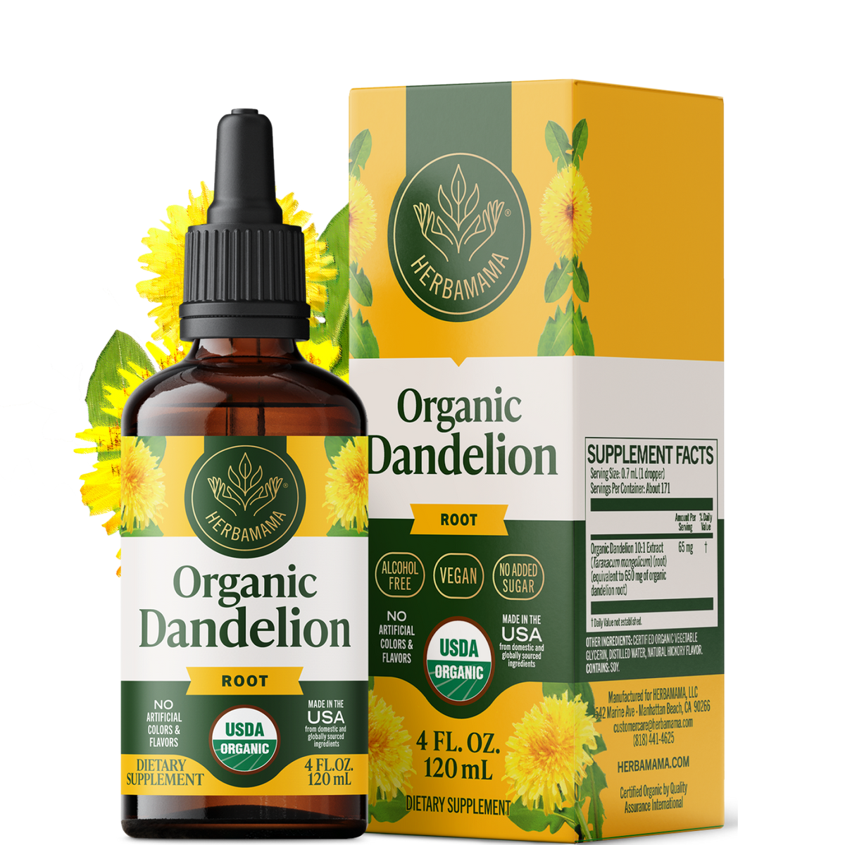 USDA Organic Dandelion Root Drops - 4 Fl. Oz. Bottle