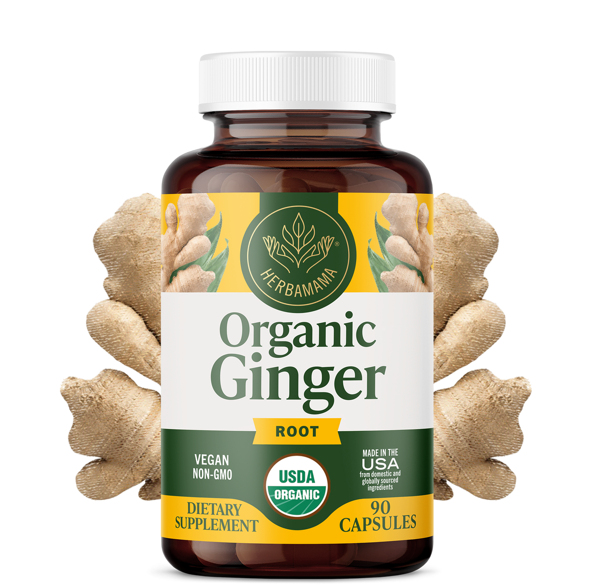 USDA Organic Ginger Root Capsules - 90 CT