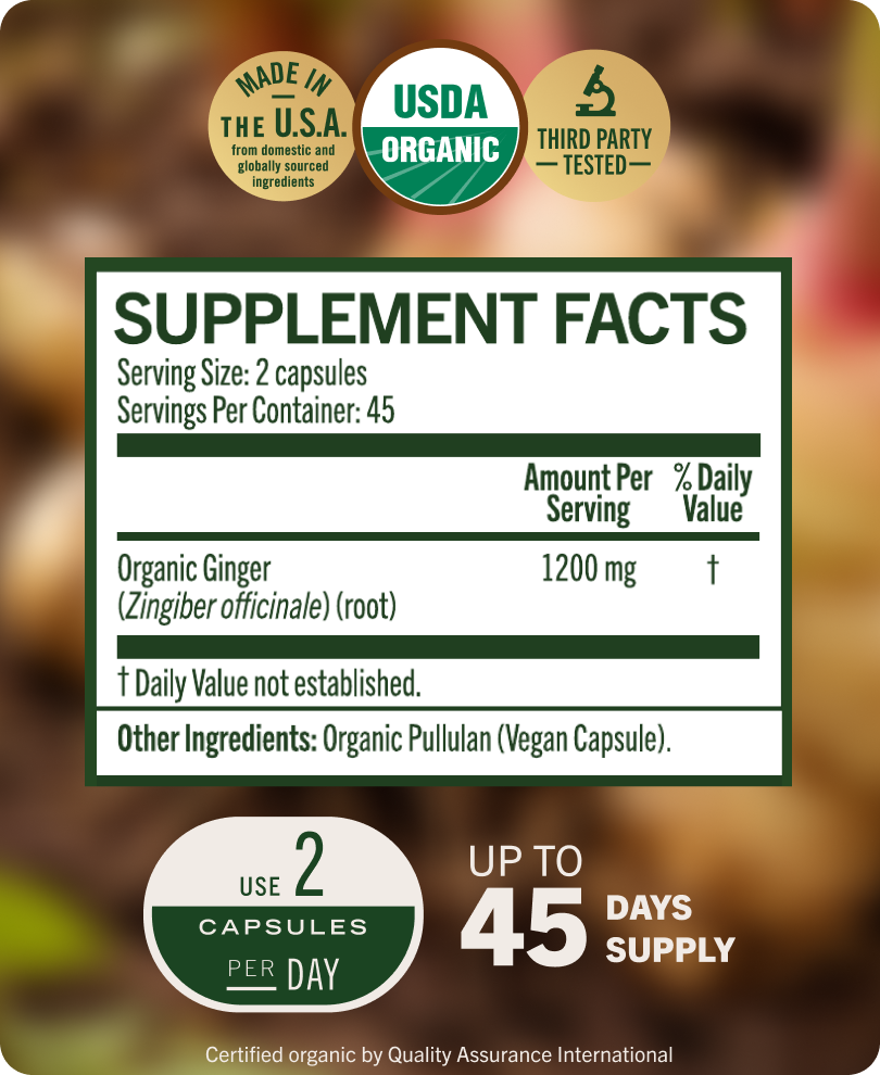 USDA Organic Ginger Root Capsules - 90 CT