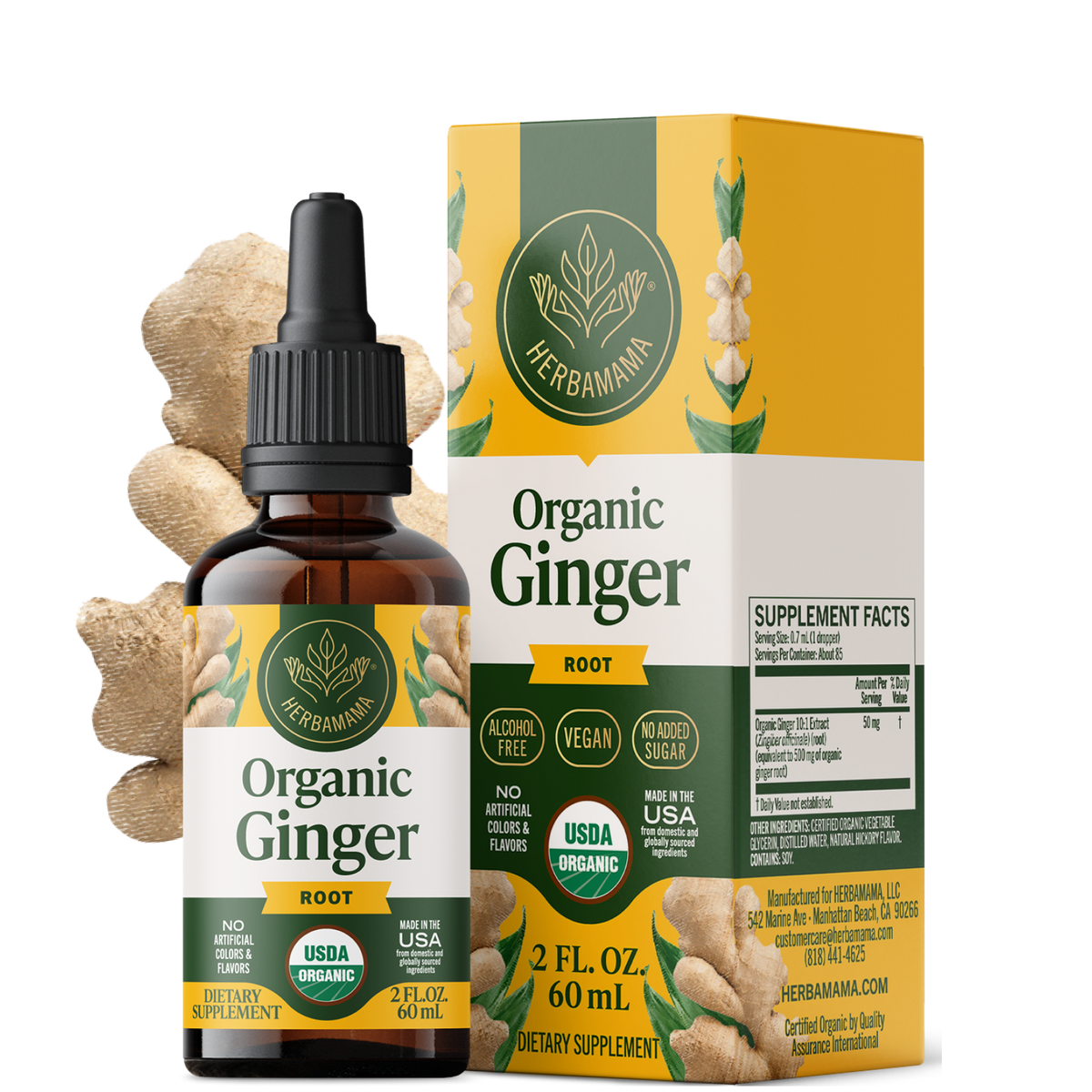 USDA Organic Ginger Root Drops - 2 Fl. Oz. Bottle