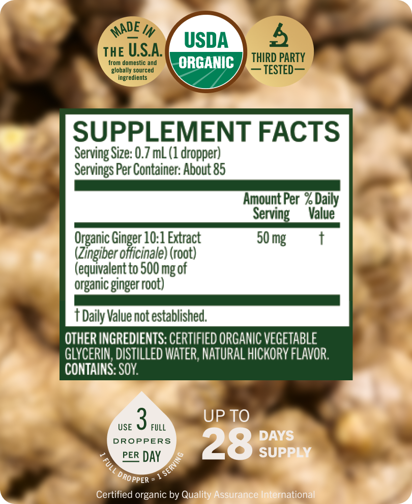 USDA Organic Ginger Root Drops - 2 Fl. Oz. Bottle