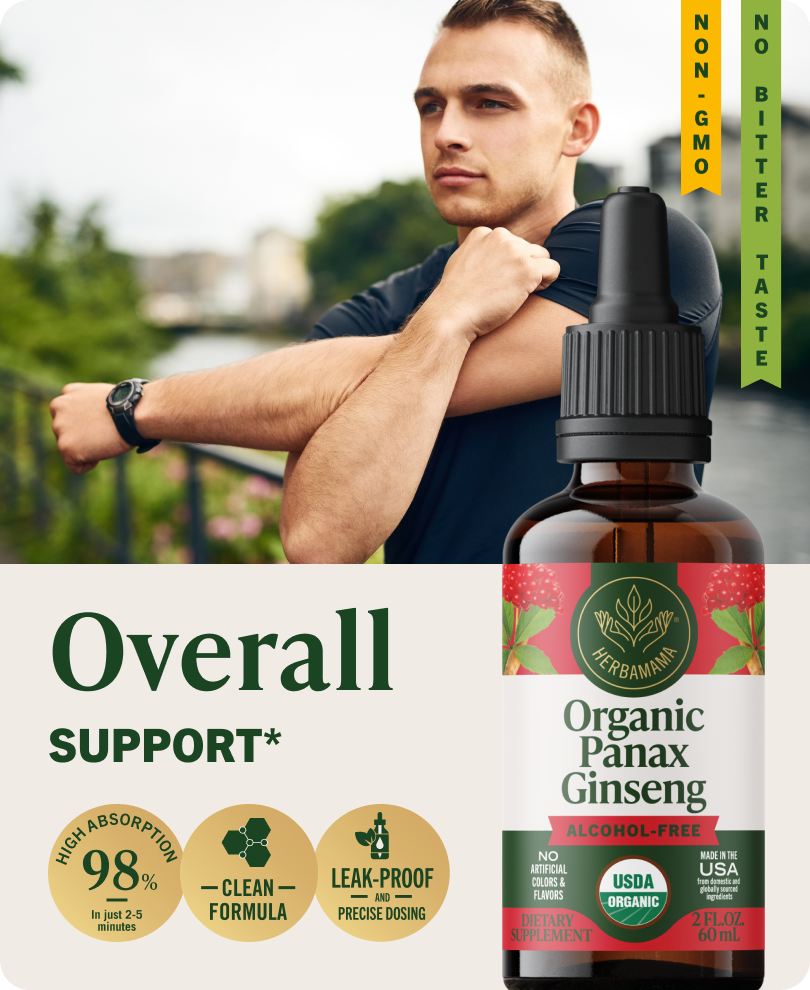 USDA Organic Panax Ginseng Drops - 2 Fl. Oz. Bottle