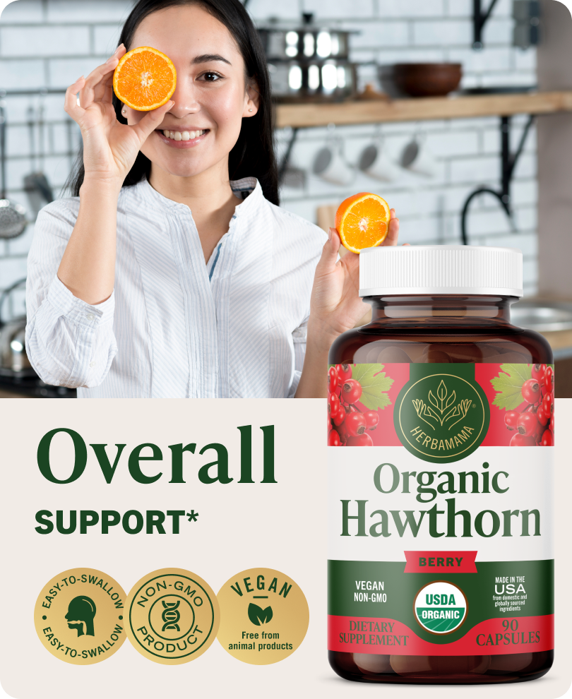 USDA Organic Hawthorn Berry Capsules - 90 CT