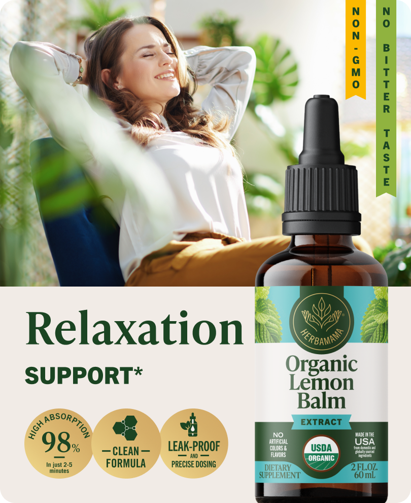 USDA Organic Lemon Balm Drops - 2 Fl. Oz. Bottle