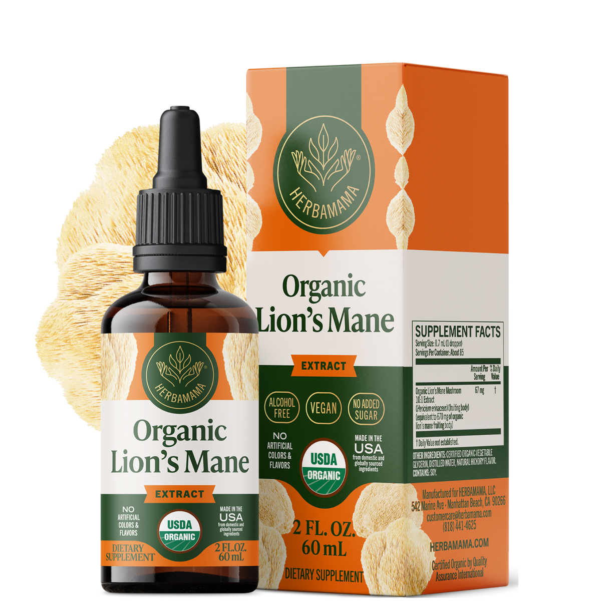 USDA Organic Lion's Mane Drops - 2 Fl. Oz. Bottle