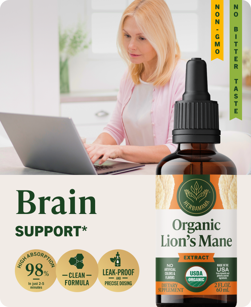USDA Organic Lion's Mane Drops - 2 Fl. Oz. Bottle