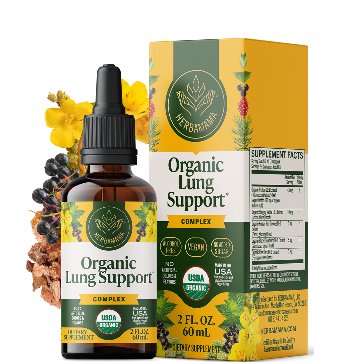 USDA Organic Lung Support Complex Drops - 2 Fl. Oz. Bottle