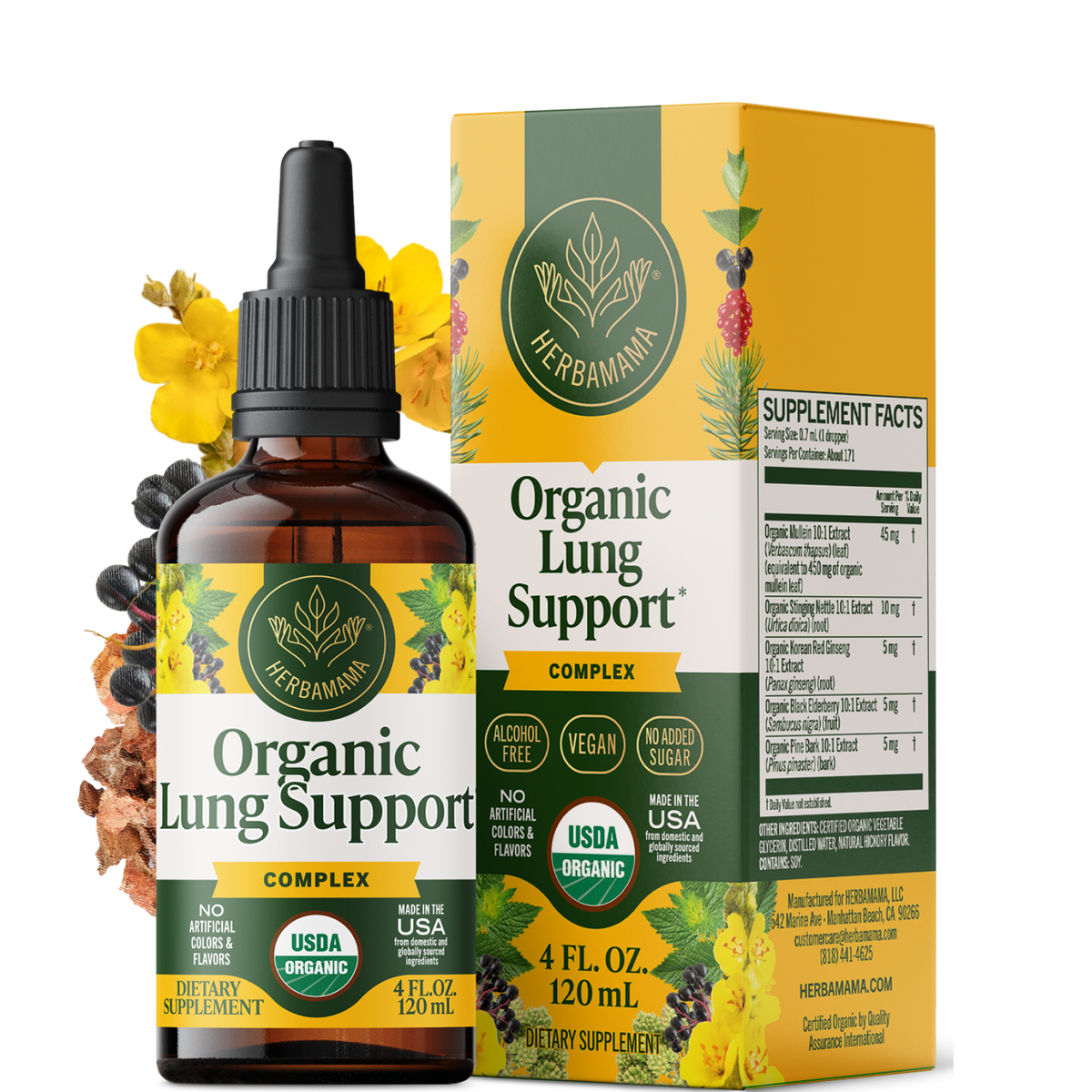 USDA Organic Lung Support Complex Drops - 4 Fl. Oz. Bottle