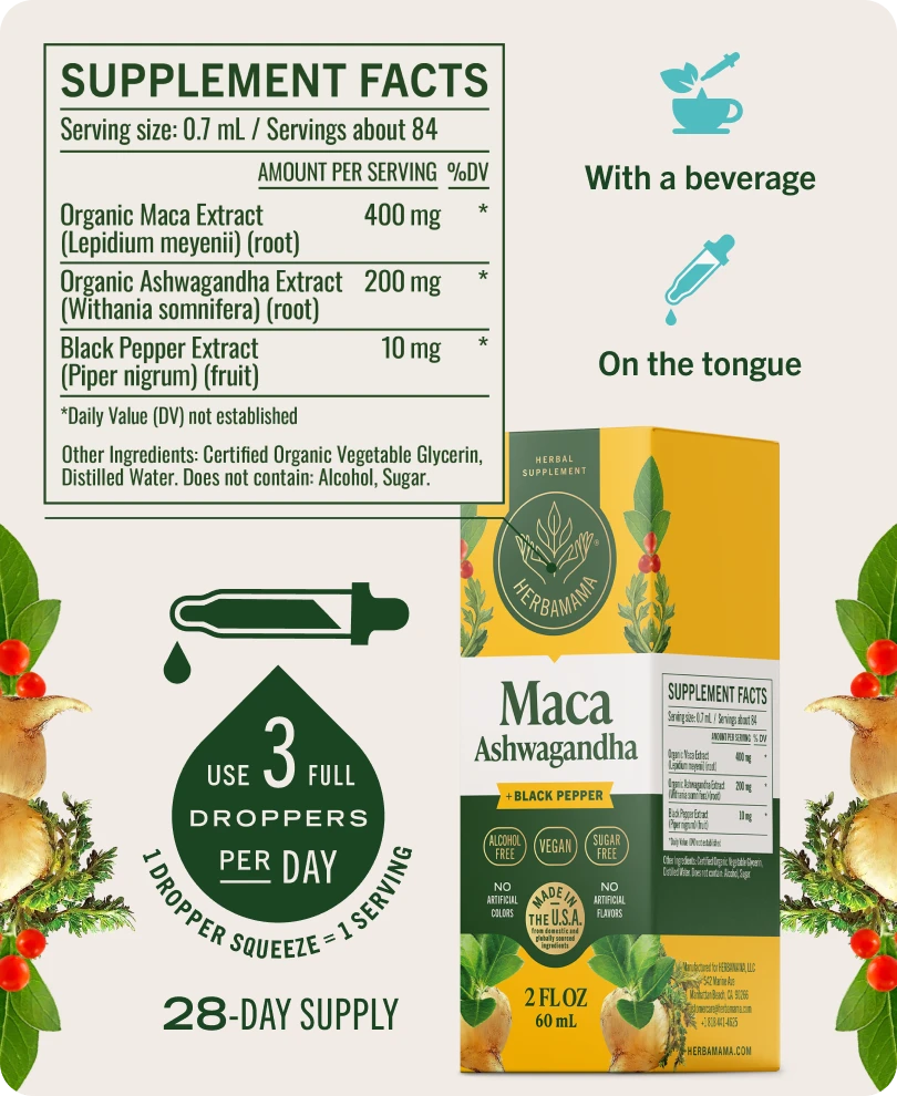 Maca Ashwagandha Drops - 2 Fl. Oz. Bottle
