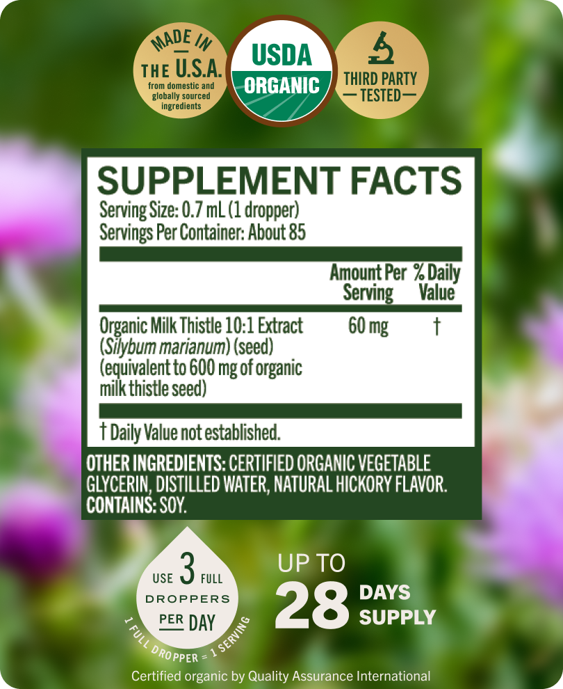USDA Organic Milk Thistle Extract Drops - 2 Fl. Oz. Bottle