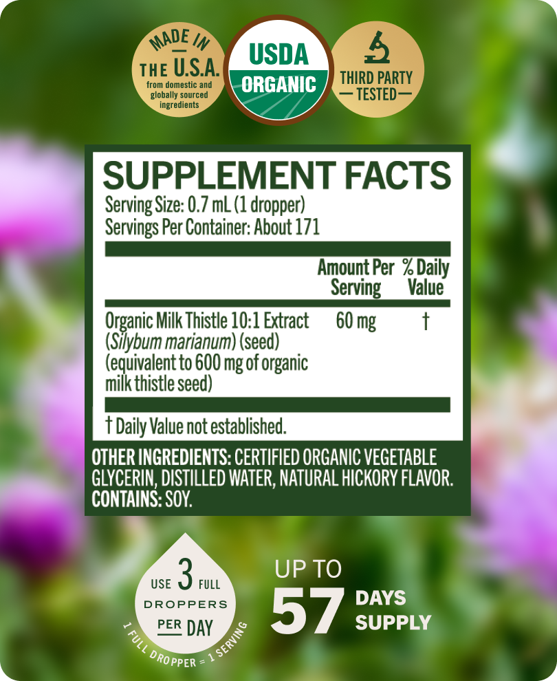 USDA Organic Milk Thistle Extract Drops - 4 Fl. Oz. Bottle