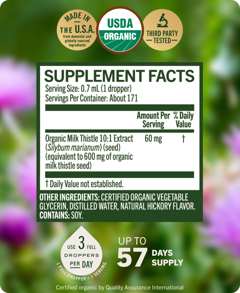 USDA Organic Milk Thistle Extract Drops - 4 Fl. Oz. Bottle