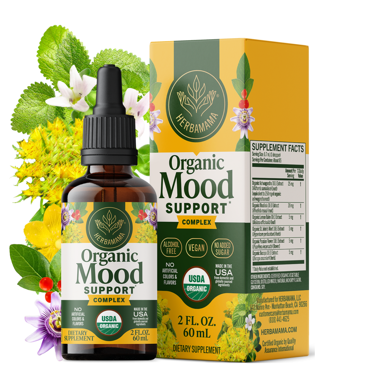 USDA Organic Mood Support Complex Drops - 2 Fl. Oz. Bottle