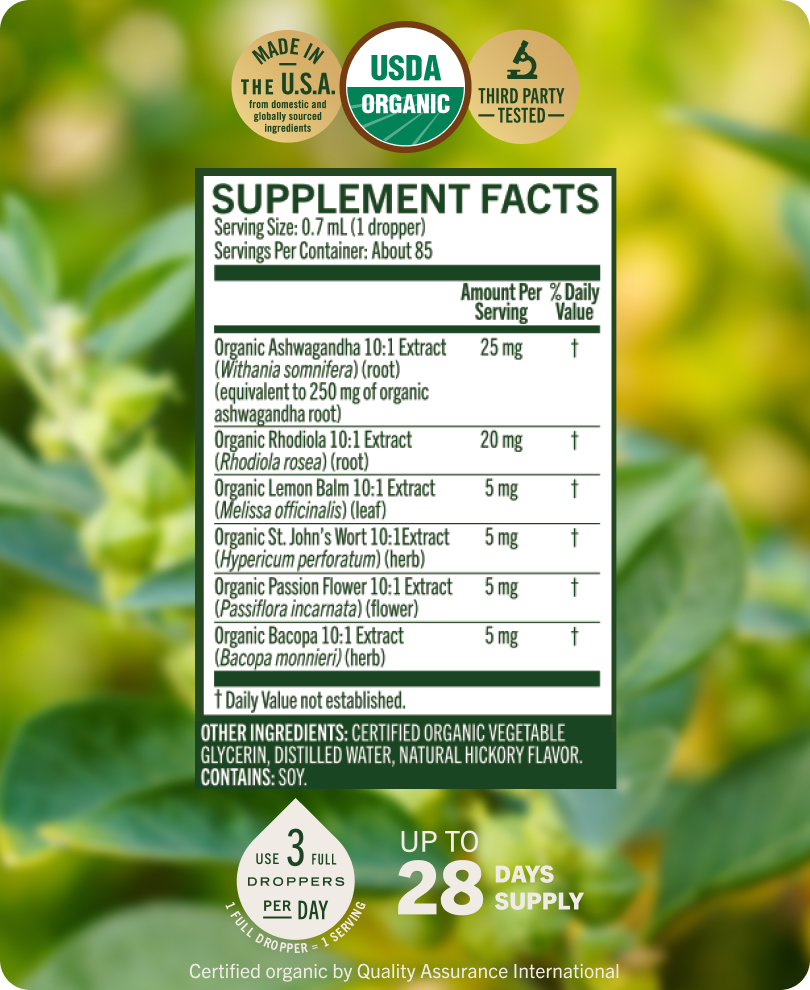 USDA Organic Mood Support Complex Drops - 2 Fl. Oz. Bottle